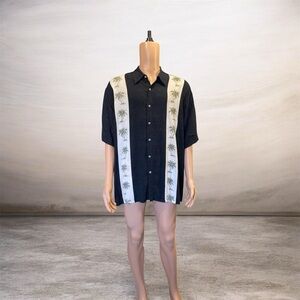 Pierre Cardin Black and White Palm Tree Shirt